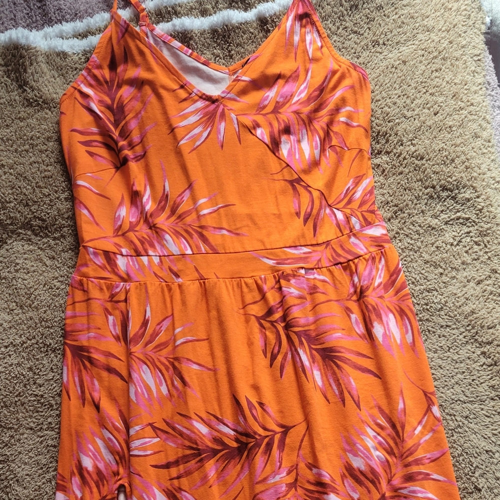 Tropical Asymmetrical Hem Midi Dress